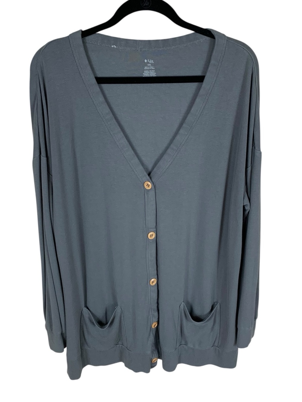 Women's Kyte Gray Bamboo Blend Long Sleeve V-Neck Maternity Cardigan Size XXL